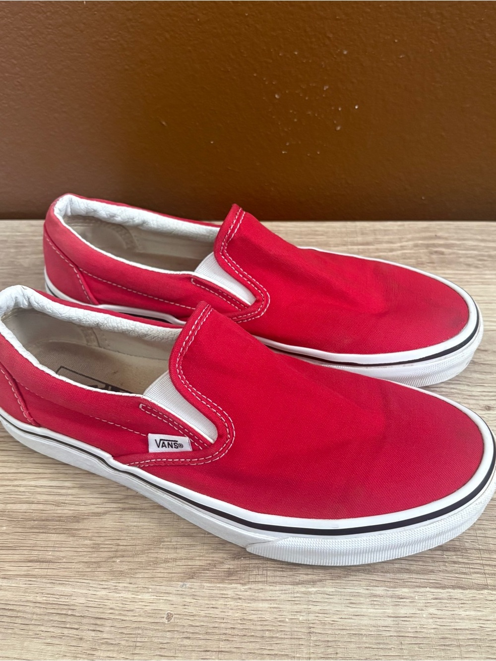 Vans Red slip-on skateboard sneakers, US Men’s 7.5, Women’s 9